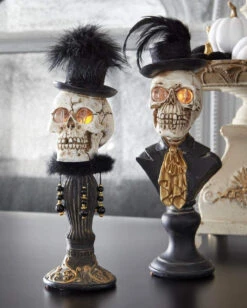 Mrs. Skelett Halloween Büste Mit LED Augen 42cm 7 Mrs. Skelett Halloween Büste Mit LED Augen 42cm -Halloween Dekorations Geschäft skelett lady bueste mit led augen 42cm elegante halloween deko und wohnungsaccessoires gothic lady skeleton bust with led eyes 54719 3