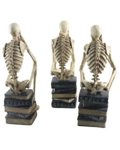 Skelette Auf Bücher Sitzend 3 Stück Als Set 35cm -Halloween Dekorations Geschäft skelette auf buecher sitzend skeleton sitting on books skelett deko 54789 03