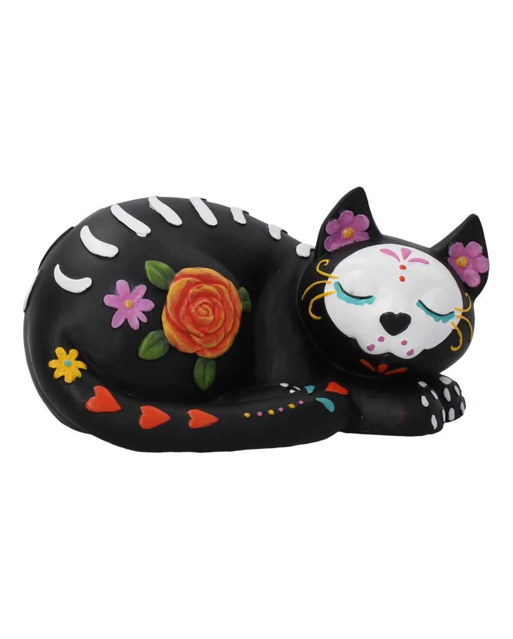 Schlafende Sugar Skull Katze 22cm 3 Schlafende Sugar Skull Katze 22cm