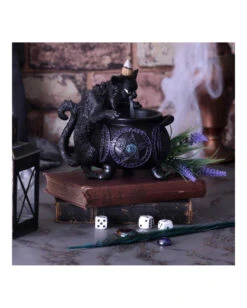 Spite's Hexenkessel Backflow Räucherkegelhalter -Halloween Dekorations Geschäft spites hexenkessel raeucherkegelhalter gothic und halloween wohnungsdeko cat with cauldron backflow incense burner 51792 5