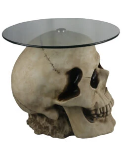 Totenschädel Tisch Mit Glasplatte 56,5cm -Halloween Dekorations Geschäft totenkopf tisch mit runder glasplatte totenschaedel tisch mit runder glasplatte skull table with round glass plate 54783 03