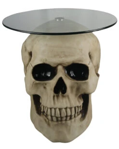 Totenschädel Tisch Mit Glasplatte 56,5cm -Halloween Dekorations Geschäft totenkopf tisch mit runder glasplatte totenschaedel tisch mit runder glasplatte skull table with round glass plate 54783 05