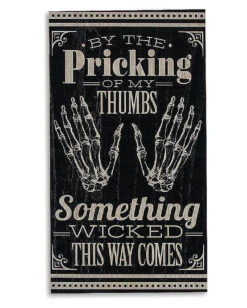 Antikes Halloween Schild "Skeleton Hands" 46x24cm -Halloween Dekorations Geschäft vintage halloween schild skeletons hands halloween deko vintage halloween sign 51517 01