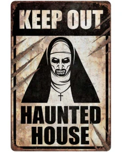 Keep Out Haunted House Warnschild Nonne 24x36 Cm