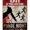 Purge Night Warnschild 24x36 Cm -Halloween Dekorations Geschäft warnschild purge night warning sign purge night halloween wanddeko schild 53314