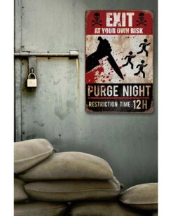 Purge Night Warnschild 24x36 Cm 5 Purge Night Warnschild 24x36 Cm -Halloween Dekorations Geschäft warnschild purge night warning sign purge night halloween wanddeko schild 53314 2