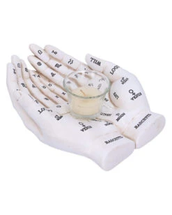 Weiße Chiromantie-Hände Teelichthalter -Halloween Dekorations Geschäft weisse handlese haende kerzenhalter weisse chiromantie haende teelichthalter 51058 03